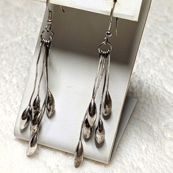 Vintage Sterling Silver Long Dangle Earrings - Picture 3 of 8
